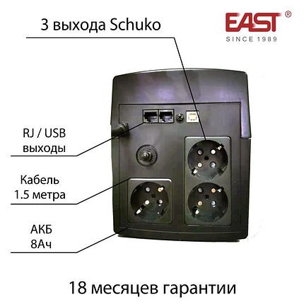 ИБП 500ВА / 300Вт c АКБ 4.5Ач, 3 Schuko CEE7, 1 IEC C13, EA200, источник бесперебойного питания, фото 3