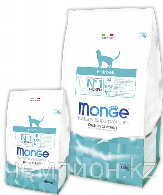 5227Monge SuperPremium Cat Hairball, Монже корм для кошек с выведением шерсти, уп.400+400 гр.
