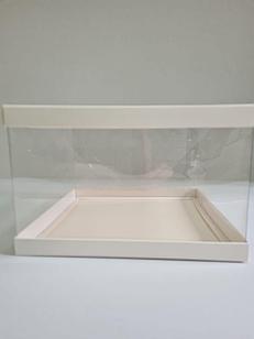 Коробка 24*24*15см с прозрачным боком и дном + крышка из картона белая