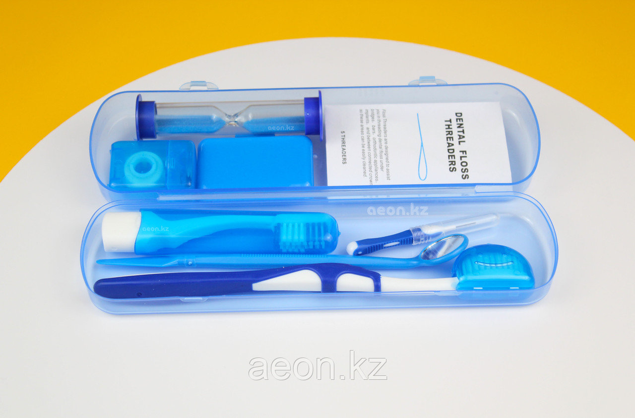 Ортодонтический набор для брекетов пластиковый пенал Синий - фото 2 - id-p89628499