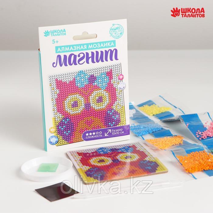 Набор для творчества. Алмазная мозаика магнит для детей «Совушка», 10 х 10 см + ёмкость, стержень, клеевая