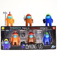 Фигурка Among Us с различными видами оружия с Led  подсветкой в наборе 3 шт 60-100 мм оранжевый коричневый