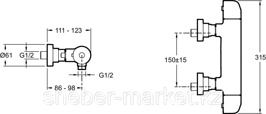 Смеситель термостатический для душа Gabin - фото 2 - id-p89652932