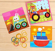 Геоборд двусторонний «Транспорт» со сменными картинками и резиночками, по методике Монтессори, фото 3