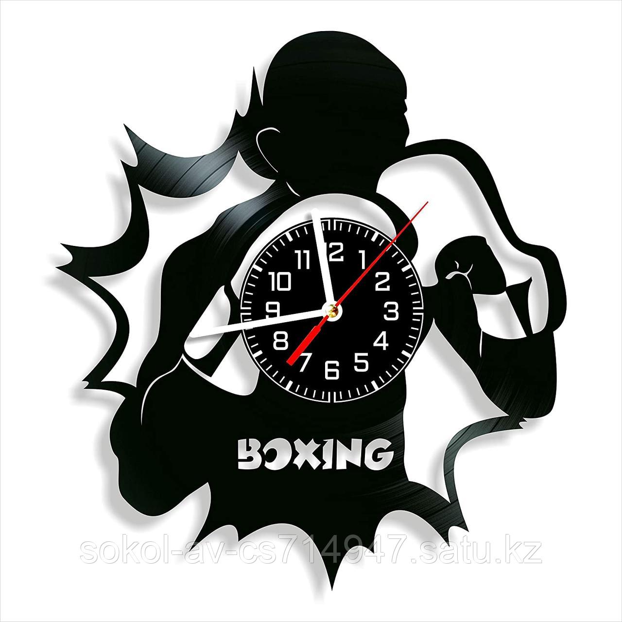 Настенные часы из пластинки, Бокс, подарок для боксеров, тренеру, фанатам, любителям, 0365