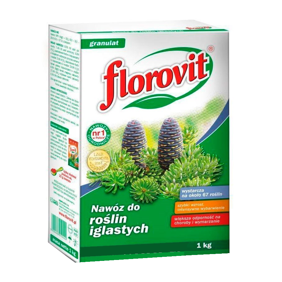 FLOROVIT Гранулированное минеральное удобрение для хвойных растений, 1кг(коробка)