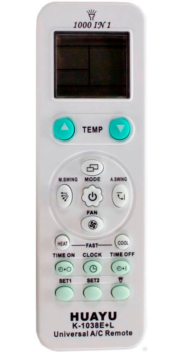 Универсальный пульт ДУ для кондиционеров HUAYU K-1038E+L (1000 кодов), фото 1