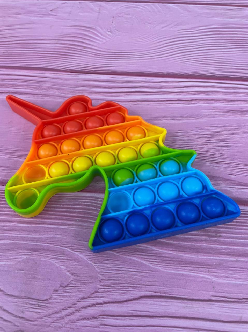 Pop it Игрушка антистресс квадрат радужный Единорог