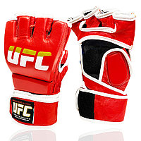 Перчатки MMA UFC (шингарты) для единоборств кожаные на липучке красные