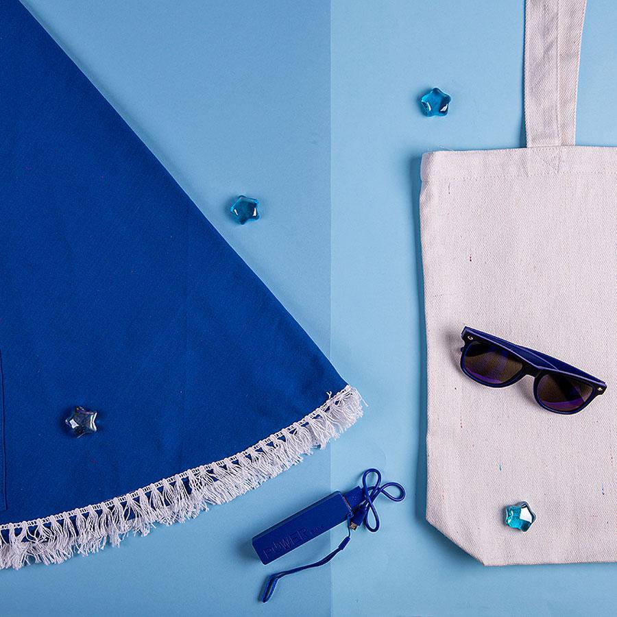 Набор подарочный OCEAN MEMORY: плед пляжный, очки, зарядное устройство, сумка, темно-синий - фото 1 - id-p89715870
