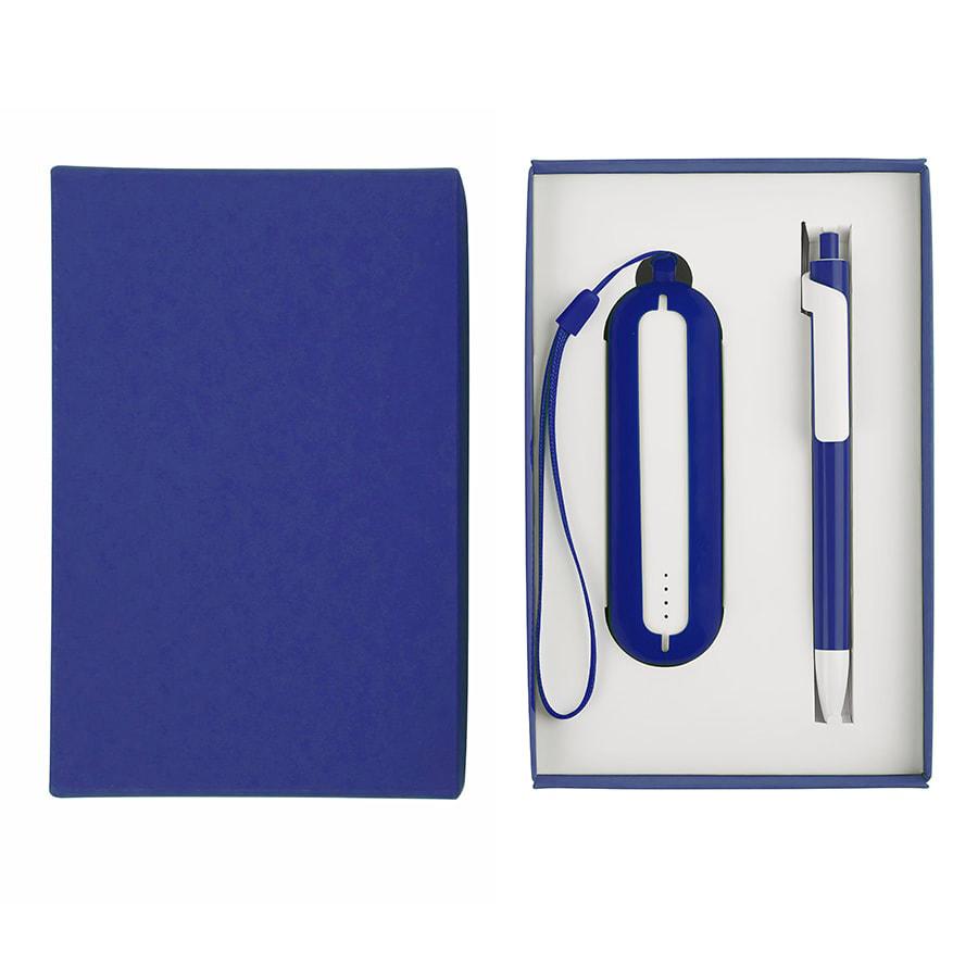 Набор SEASHELL-1:Универсальный аккумулятор(2000 mAh) и ручка в подарочной коробке,синий, шт - фото 1 - id-p89710313