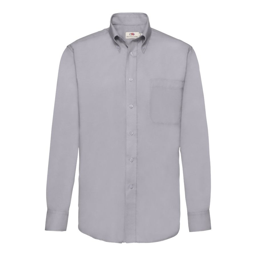 Рубашка "Long Sleeve Oxford Shirt", светло-серый_M, 70% х/б, 30% п/э, 135 г/м2 - фото 1 - id-p89719165