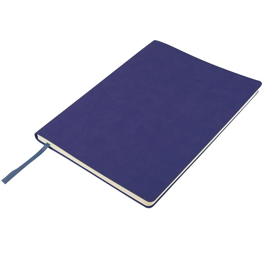 Бизнес-блокнот "Biggy", B5 формат, синий, серый форзац, мягкая обложка, в клетку - фото 2 - id-p89710381