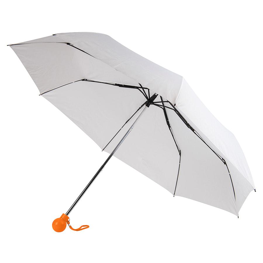 Зонт складной FANTASIA, механический, белый с оранжевой ручкой - фото 1 - id-p89711639