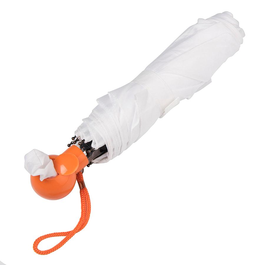 Зонт складной FANTASIA, механический, белый с оранжевой ручкой - фото 6 - id-p89711639