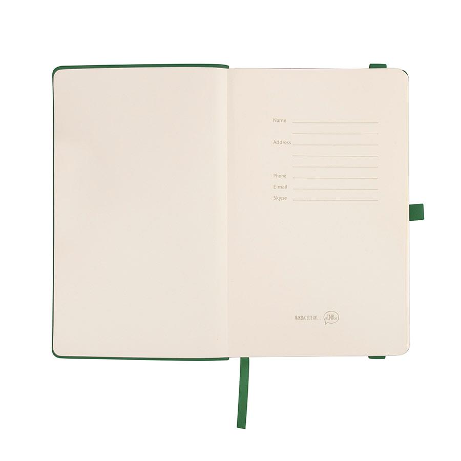 Бизнес-блокнот "Gracy", 130х210 мм, зеленый, кремовая бумага, гибкая обложка, в линейку, на резинке - фото 3 - id-p89710418