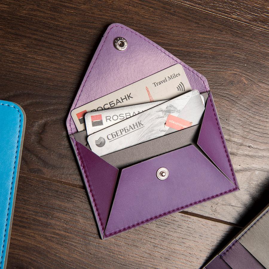 Холдер для карт "Sincerity", 7*11,5 см, PU, фиолетовый с серым - фото 5 - id-p89713391