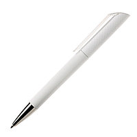Ручка шариковая FLOW, покрытие soft touch, прозрачный белый, пластик