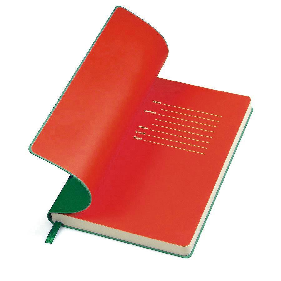 Бизнес-блокнот "Funky", 130*210 мм, зеленый, красный форзац, мягкая обложка, в линейку - фото 2 - id-p89711675