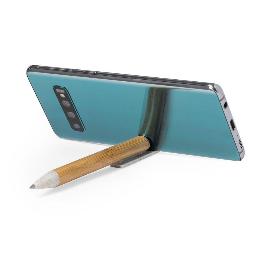 CLARION, ручка шариковая с подставкой для смартфона, бамбук, пластик с пшеничной соломой - фото 3 - id-p89713418