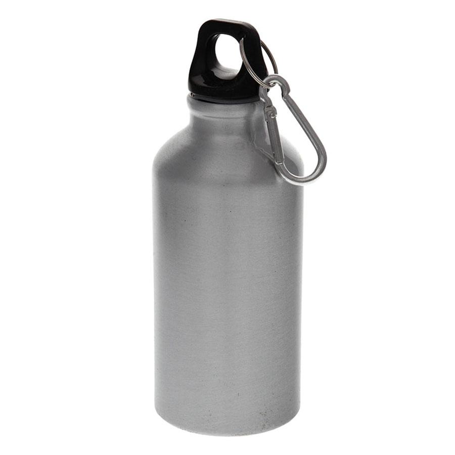 Бутылка для воды MENTO с карабином, серебряный, 400 мл., алюминиевая - фото 1 - id-p89710447