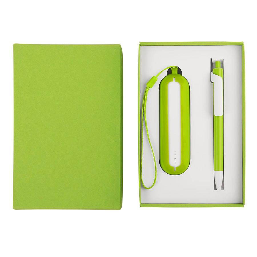 Набор SEASHELL-1:Универсальный аккумулятор(2000 mAh) и ручка в подарочной коробке,светло-зел, шт