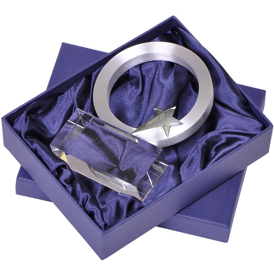 Стела "Северная звезда" в подарочной упаковке;10 х3х14 см; стекло, алюминий; лазерная гравировка - фото 2 - id-p89709483