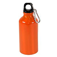 Бутылка для воды "Mento", алюминиевая, с карабином, 400 мл., оранжевый