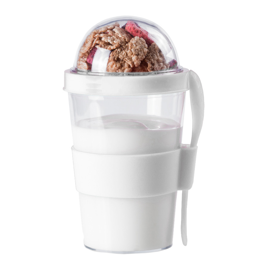 Контейнер для еды YOPLAT с ложкой, белый, 420 мл, 16,3х9см, пластик - фото 2 - id-p89716108