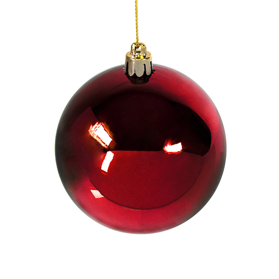 Шар новогодний Gloss, диаметр 8 см., пластик, красный - фото 1 - id-p89711825