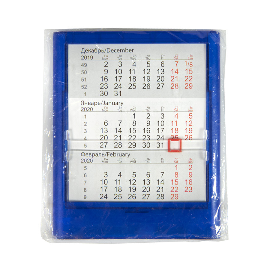 Календарь настольный на 2 года; прозрачно-синий; 12,5х16 см; пластик; тампопечать, шелкография - фото 3 - id-p89718286