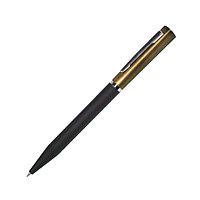 M1, ручка шариковая, черный/золотистый, пластик, металл, софт-покрытие, фото 1