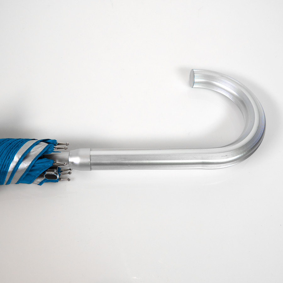 Зонт-трость с пластиковой ручкой "под алюминий" "Silver", полуавтомат; синий с серебром; D=103 см; нейлон - фото 3 - id-p89718305