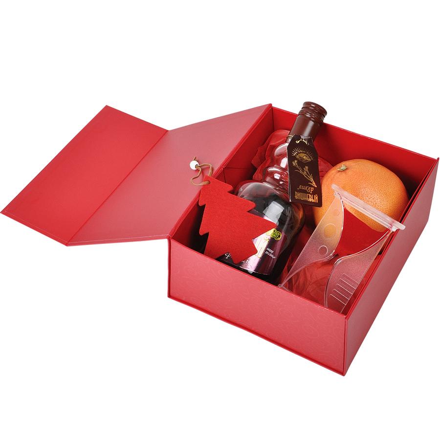 Коробка подарочная складная, красный, 22 x 20 x 11 cm, кашированный картон, тиснение, шелкография - фото 2 - id-p89719466