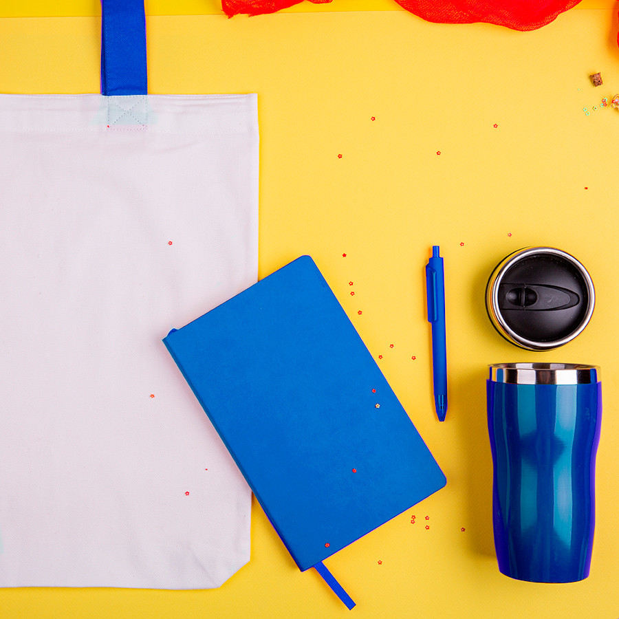 Набор подарочный SWEETFACE: бизнес-блокнот, ручка, термокружка, сумка, синий - фото 1 - id-p89713908