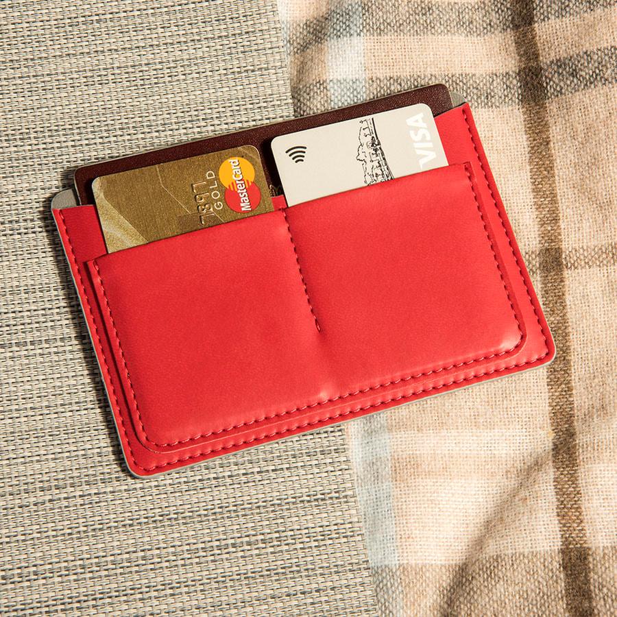 Холдер для паспорта и карт "Emotion", 10*14 см, PU, красный с серым - фото 3 - id-p89712053