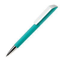 Ручка шариковая FLOW, покрытие soft touch, аквамарин, пластик