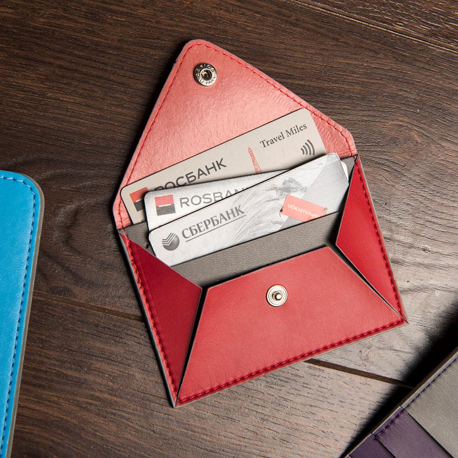 Холдер для карт "Sincerity", 7*11,5 см, PU, красный с серым - фото 5 - id-p89712216