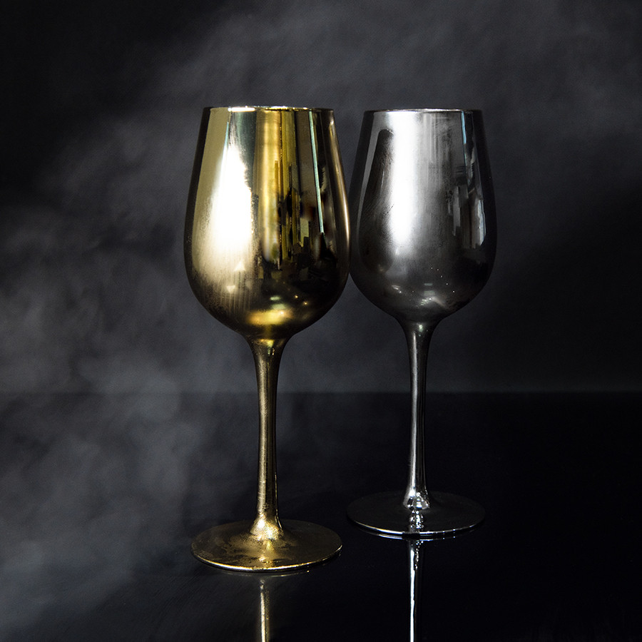 Набор бокалов для вина MOON&SUN (2шт), золотой и серебяный, 22,5х24,8х11,9см, стекло - фото 6 - id-p89714328