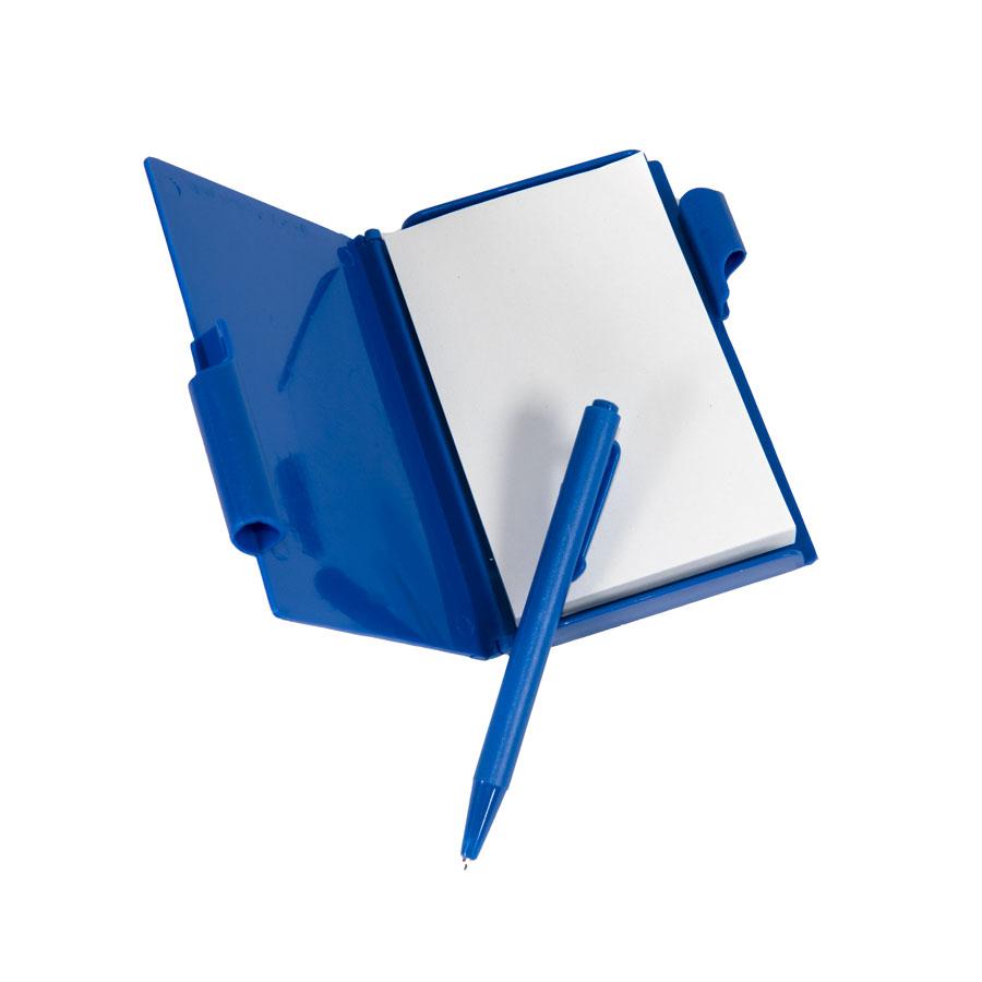 Блокнот для записей с авторучкой; синий; 10,5х7,9х1,1 см; пластик - фото 1 - id-p89719635