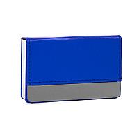 Визитница "Горизонталь"; синий; 10х6,5х1,7 см; иск. кожа, металл