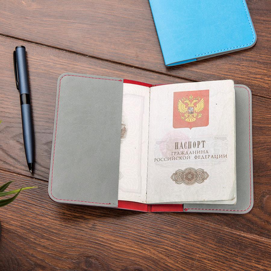 Обложка для паспорта IMPRESSION, 10*13,5 см, PU, красный с серым - фото 4 - id-p89710808