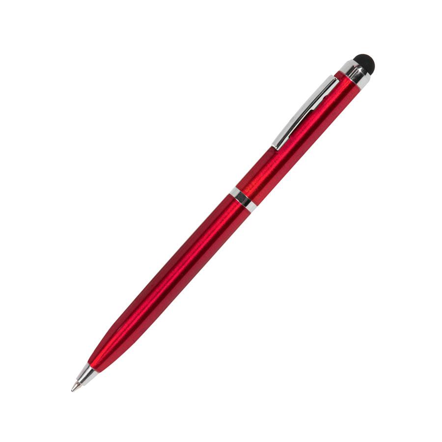 CLICKER TOUCH, ручка шариковая со стилусом для сенсорных экранов, красный/хром, металл - фото 1 - id-p89709848
