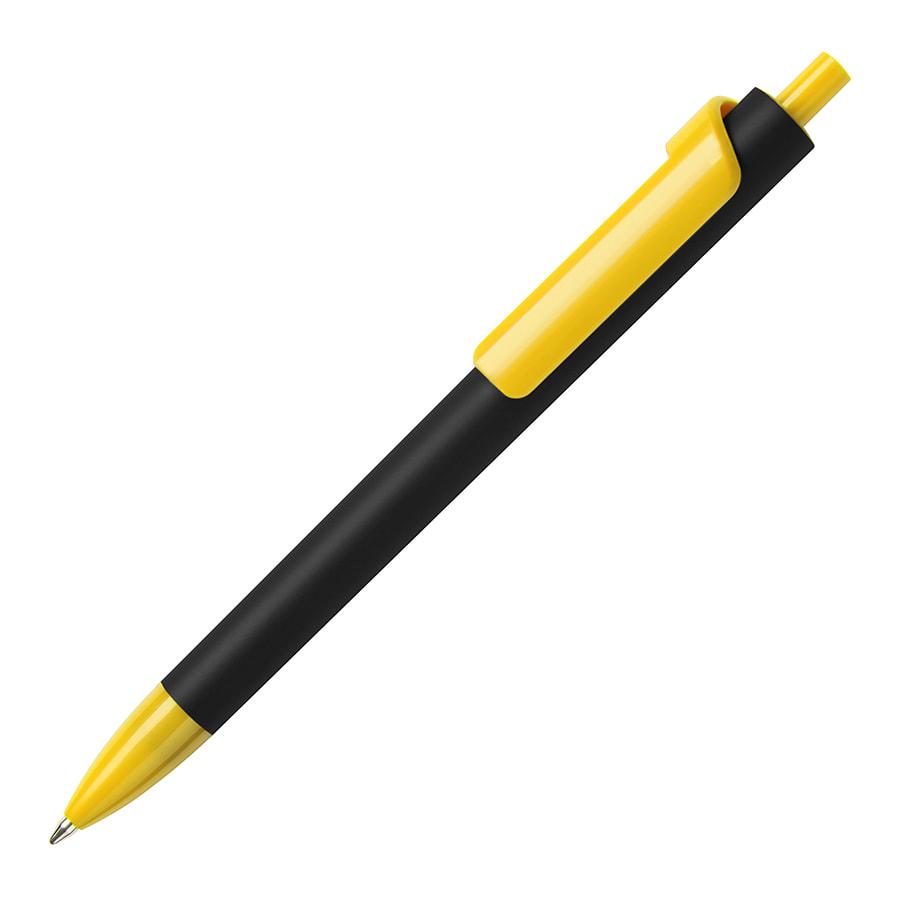 Ручка шариковая FORTE SOFT BLACK, черный/желтый, пластик, покрытие soft touch