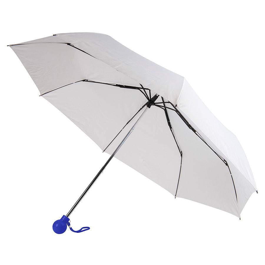 Зонт складной FANTASIA, механический, белый с синей ручкой - фото 1 - id-p89710825