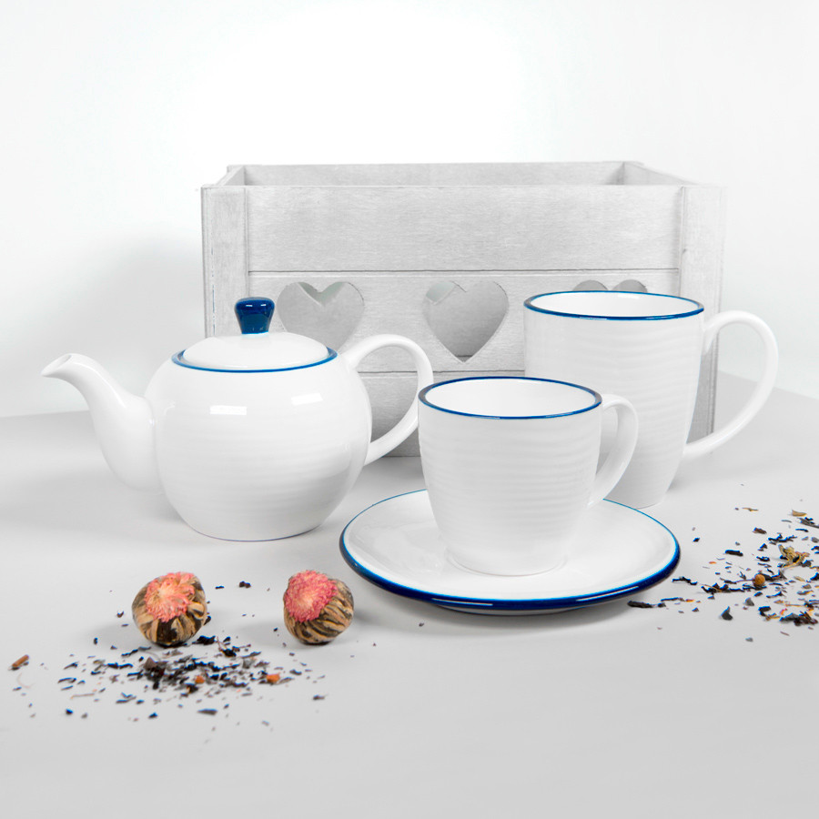 Набор SEAWAVE: чайная пара и чайник в подарочной упаковке, 200мл и 500мл, фарфор - фото 3 - id-p89714385