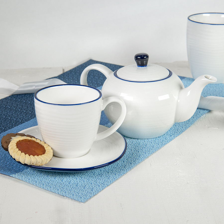 Набор SEAWAVE: чайная пара и чайник в подарочной упаковке, 200мл и 500мл, фарфор - фото 4 - id-p89714385