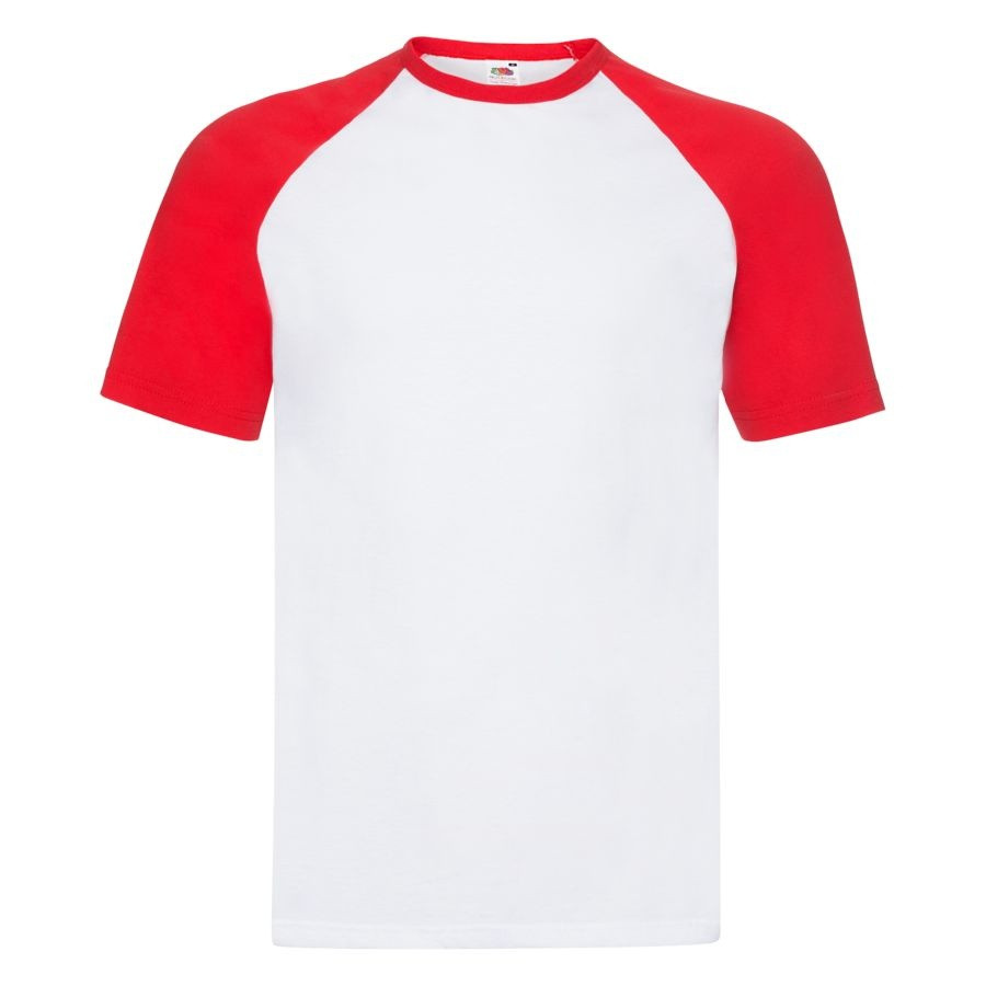 Футболка "Short Sleeve Baseball T", белый с красным_2XL, 100% х/б, 160 г/м2 - фото 1 - id-p89717617