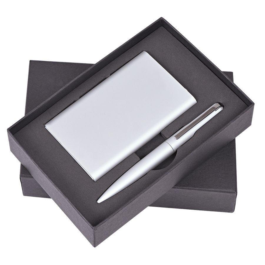 Набор "Mirror": Универсальный аккумулятор (6000мАh) и ручка, серебристый, 17,5х11х4см,металл, шт, фото 1