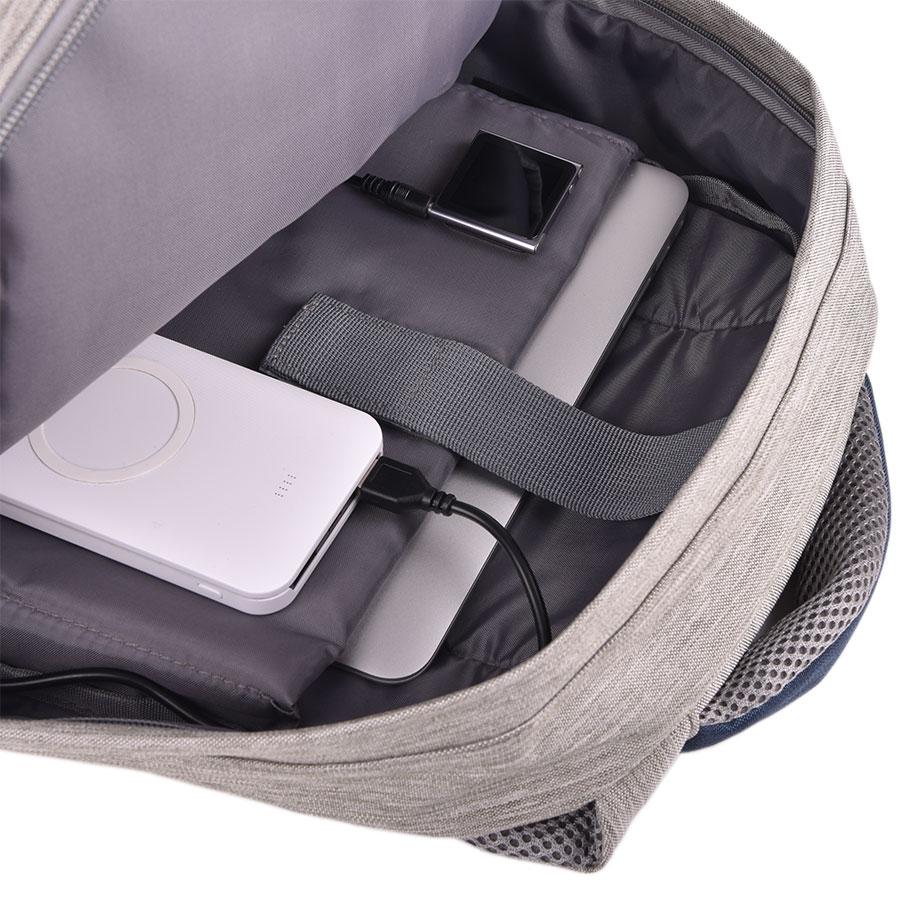 Рюкзак "Beam", серый/темно-синий, 44х30х10 см, ткань верха: 100% полиамид, подкладка: 100% полиэстер - фото 4 - id-p89714500
